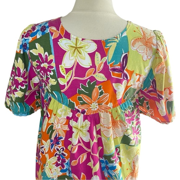 UNBRANDED Colorful Floral Butterfly Print Midi Shift Dress With Pockets - Picture 6 of 8